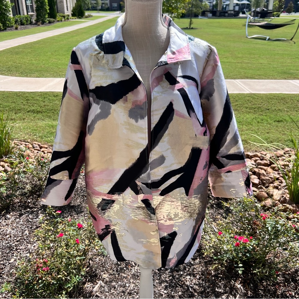 Ming Wang Metallic Abstract Patterned Women's Jac… - image 1